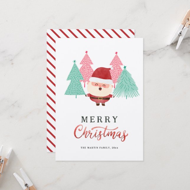 Cartão de Natal do Pinheiro do Papai Noel (Frente/Verso In Situ)