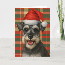 Cartão de Natal do Plaid Miniature Schnauzer