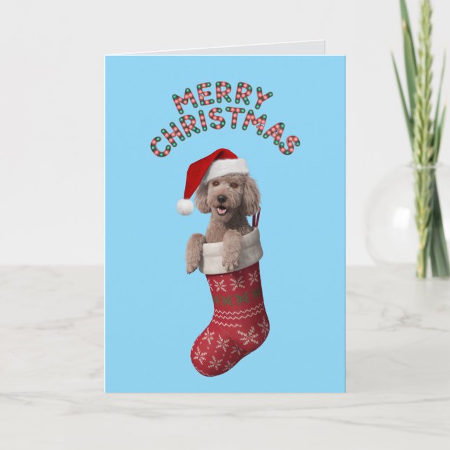 Cartão de Natal do Poodle Fofo (Frente)