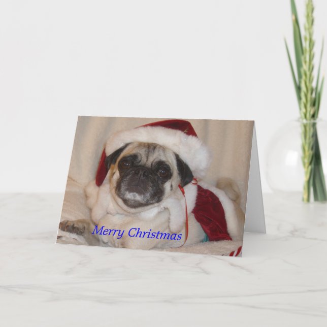 Cartão de Natal do Pug (Frente)