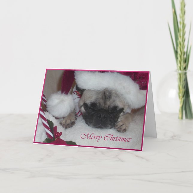 Cartão de Natal do Pug (Frente)