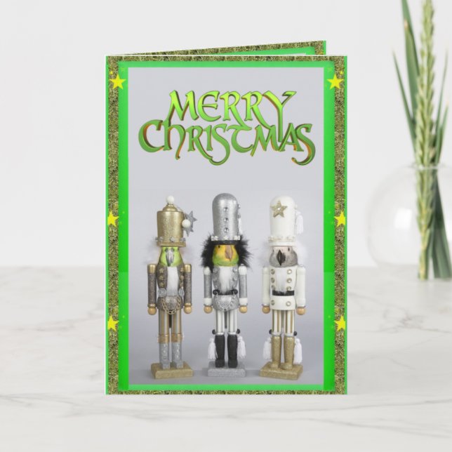 Cartão de Natal do quebra-nozes de papagaio (Frente)