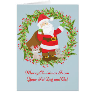 Cartão de Natal do Seu Cão e Gato Pet