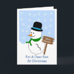 Cartão de Natal do Son Snowman<br><div class="desc">Cartão de saudação filho design de boneco de Natal. Personalize este cartão de Natal com qualquer texto, depois imprimi-lo e enviá-lo a você ou baixá-lo instantaneamente. Se precisar de ajuda para personalizar, entre em contato conosco através do link desta página. Filho design de boneco de neve personalizado cartão de Natal...</div>
