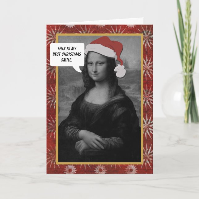 Cartão de Natal do sorriso do Natal de Mona Lisa (Frente)