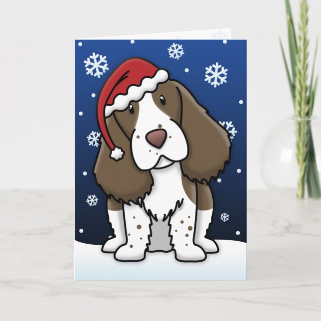Cartão de Natal do Spaniel de Kawaii Springer (Frente)