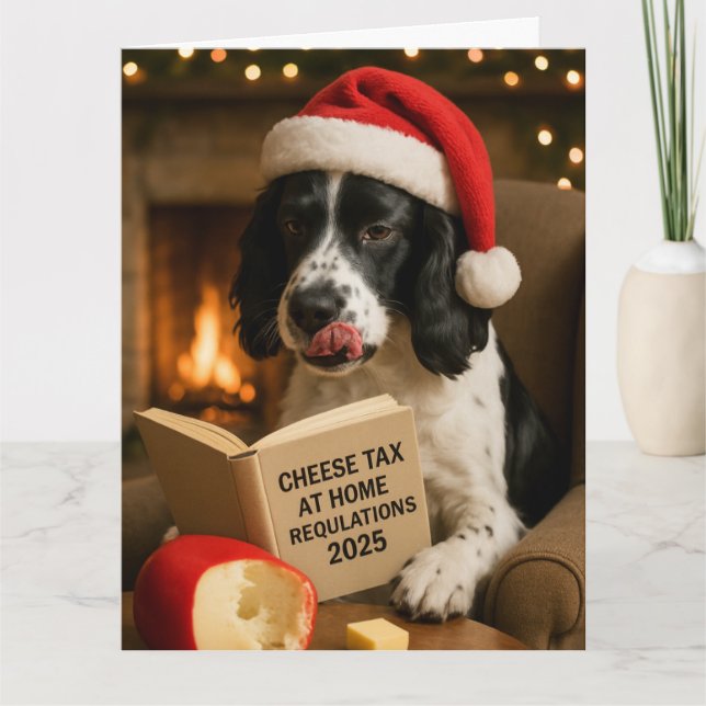 Cartão de Natal do Springer spaniel  'Imposto sobr (Frente)