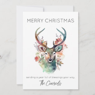 Cartão de Natal do Stag Watercolor
