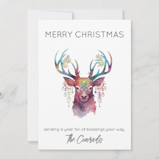 Cartão de Natal do Stag Watercolor