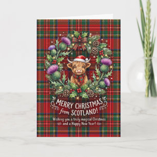 Cartão de Natal do Touro das Terras Altas Tartan