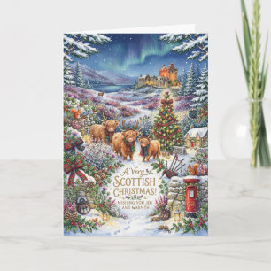 Cartão de Natal do Village de Inverno Escocês