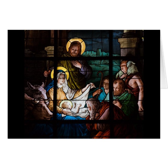 Cartão de Natal do vitral (Frente Horizontal)