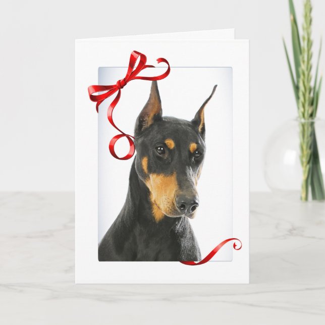 Cartão de Natal Doberman (Frente)