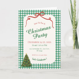 Cartão de Natal Dobrado de Xadrez Verde