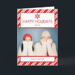 Cartão de Natal dobrado foto do bastão de doces<br><div class="desc">Um clássico moderno, este cartão de Natal branco e vermelho do modelo da foto do bastão de doces do acento do floco de neve são uma escolha festiva para seus enviamentos do feriado este ano. Adicione sua foto e personalize o texto para criar seu próprio cartão do feriado. Tanto mais...</div>