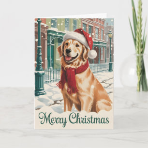 Cartão de Natal Dobrado Golden Retriever