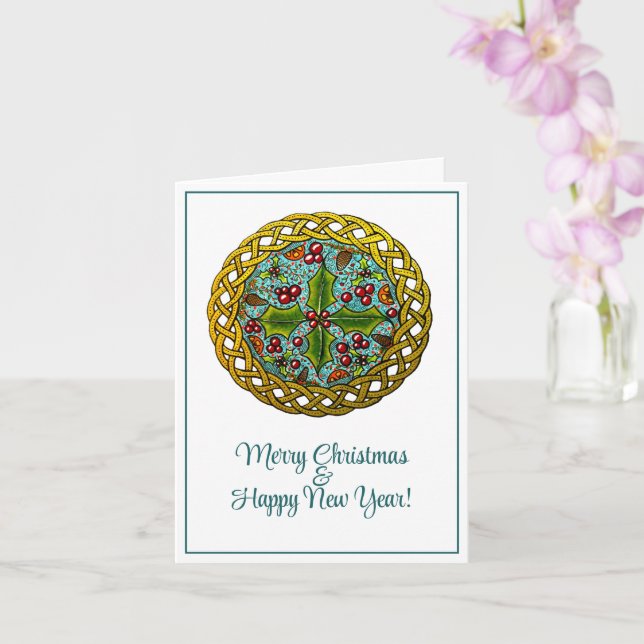 Cartão de Natal dobrado impresso a partir de arte  (Orquídea)