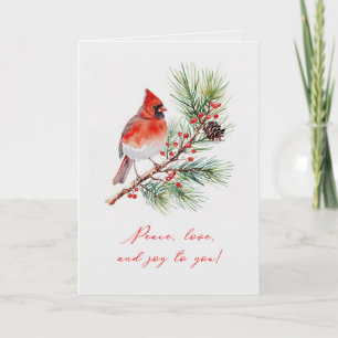 Cartão de Natal Dobrado Red Bird Cardinal