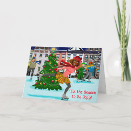 Cartão de Natal Dobrável Cena de Natal (Patinação)