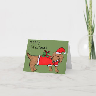 Cartão de Natal Dobrável Dachshund Feliz Natal