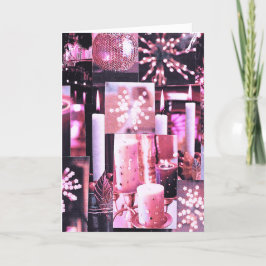 Cartão de Natal Dobrável de Velas e Brilhos