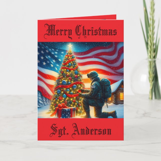 Cartão de Natal Dobrável Militar (Frente)