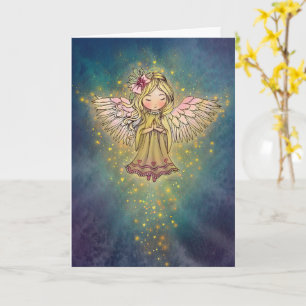 Cartão de Natal Doce Anjo Dourado