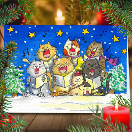 Cartão de Natal dos cantores de Carol pelo gato po