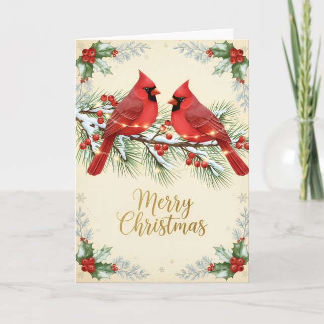 Cartão de Natal dos Cardinals de Inverno (Frente)