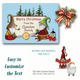 Cartão de Natal dos Gnomos Lumberjack