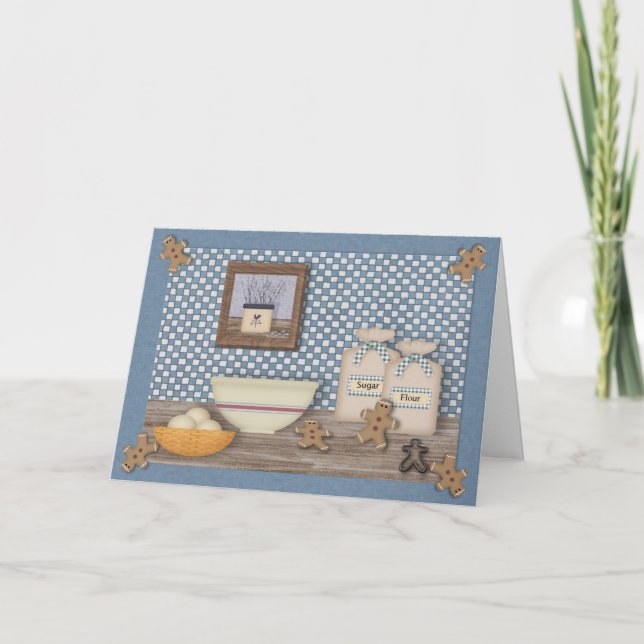 Cartão de Natal dos homens de pão-de-espécie do (Frente)