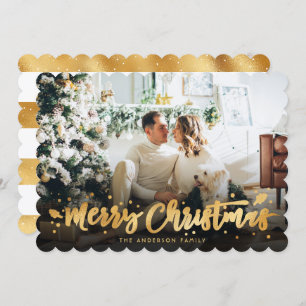 Cartão de Natal Dourado e branco