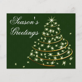 Cartão de Natal Dourado verde para o orçamento