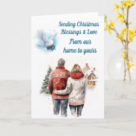 Cartão de Natal editável casal de inverno