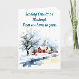 Cartão de Natal editável da igreja de inverno