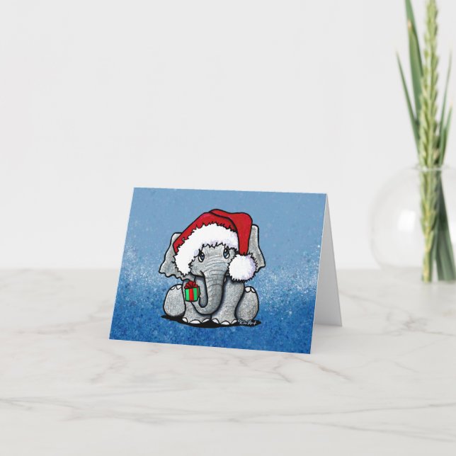 Cartão de Natal Elefante para papais noeis (Frente)
