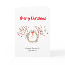 cartão de Natal elegante aquarela dobrado