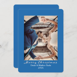 Cartão de Natal Elegante Azul Nebulas de Cor Sólid