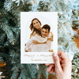 Cartão de Natal Elegante Casado e Feliz