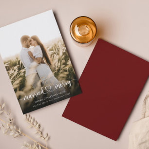 Cartão de Natal Elegante Casado e Feliz