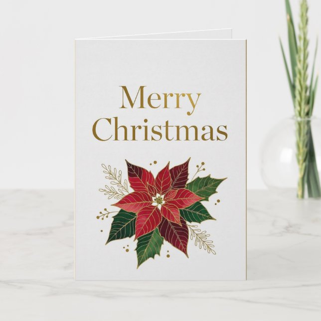 Cartão de Natal Elegante com Folha de Ouro (Frente)