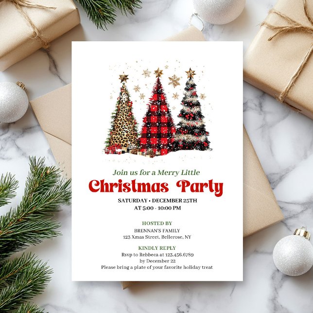 Cartão de Natal elegante com impressão de leopardo (Elegant leopard print Christmas tree holiday card)
