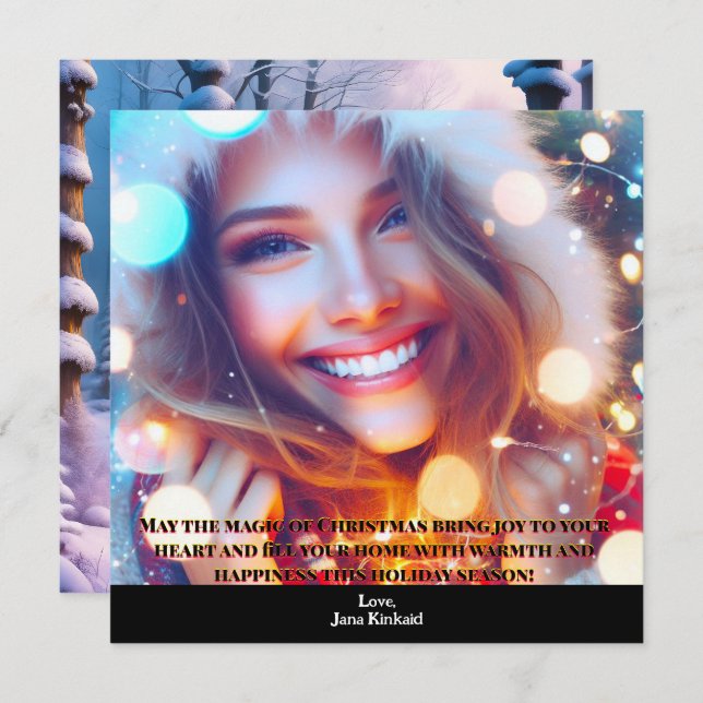 Cartão de Natal Elegante de Foto Simples (Frente/Verso)