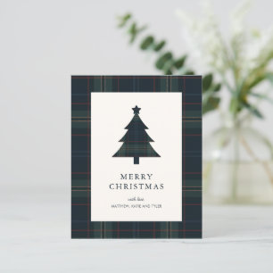 Cartão de Natal Elegante de Plaid dentro do Orçame