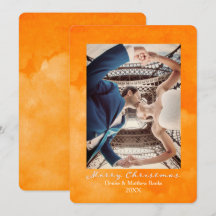 Cartão de Natal Elegante em Aquarela Laranja Ferru