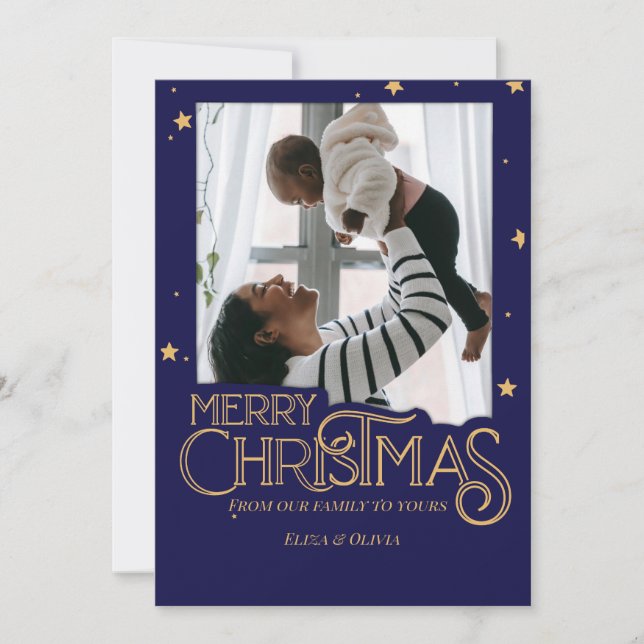 Cartão de Natal Elegante Starry Night (Frente)