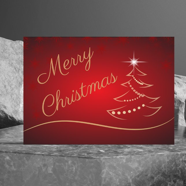 Cartão de Natal Elegante Vermelho e Dourado (Criador carregado)
