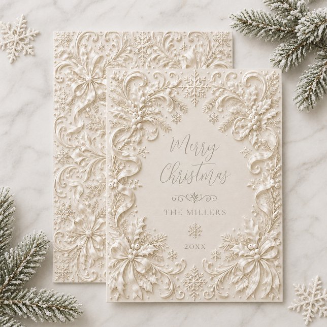 Cartão de Natal Elegante Vintage Barroco (Elegant Vintage Baroque Merry Christmas Card)