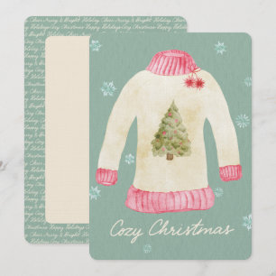 Cartão de Natal em Aquarela de Suéter Aconchegante