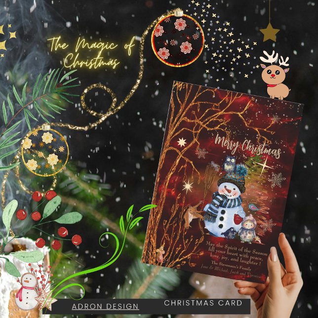 Cartão de Natal em Dourado Vermelho (RED GOLD Merry Christmas Holiday Card)